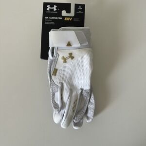 Under Armour Harper Pro 21 Batting Gloves Premium Elite Men's WHITE Small NWT
